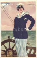 Italian art postcard, sailor lady, s: T. Corbella