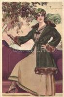 Italian art postcard, car driver lady, s: T. Corbella