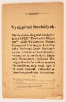 cca 1835 Fót, örökösödés és javadalmazás tárgyában kelt nyomtatott biztosítéklevél, későbbi (1842-1856 közötti) kézírásos feljegyzésekkel, Károlyi István (1797-1881) Pest vármegyei főispán aláírásával és viaszpecsétjével /  cca 1835 Fót (Pest County), printed warranty issued concerning inheritance with further handwritten notes on it, among them the signature and vax seal of István Károlyi (1797-1881) ispán of Pest County