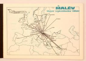 cca 1980 MALÉV részletes ismertetője azokról a városokról, ahova a vállalat repülőjárataival el lehe...