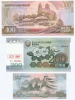 Észak-Korea 1992. 1W + 100W + 2005. 200W mindhárom "SPECIMEN" felülnyomással T:I
North Ko...