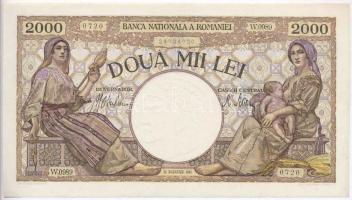 Románia 1941. 2000L T:I,I- Romania 1941. 2000 Lei C:UNC,AU