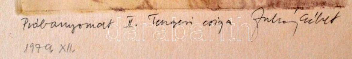 Juhász Erzsébet (1954-): Próbanyomat II. Tengeri csiga (1979), rézkarc, jelzett, papír, 18x13cm