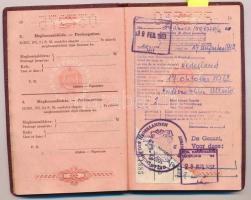 1962 Útlevél lelkész részére kiállítva,  Magyar Népköztársaság, sok pecséttel, illetékbélyeggel,  pp...