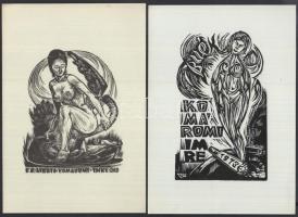 Nagy Lázár László (1935-): Erotikus ex libris (2 db) fametszet, papír, jelzett a dúcon, 10×7 cm