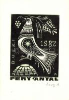 Fery Antal (1908-1944): 11 db  Ex libris. Fametszet, klisé, linó,  papír, jelzettek a metszeten, 4×2...