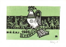 Fery Antal (1908-1944): 11 db  Ex libris. Fametszet, klisé, linó,  papír, jelzettek a metszeten, 4×2...