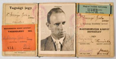 1941 Magyarországi Kárpát Egyesület fényképes igazolvány