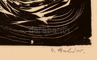 Gáborjáni Szabó Kálmán (1897-1955): Fürdzők. Fametszet, papír, jelzett, 9×12 cm