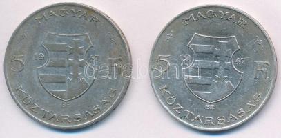 1947. 5Ft Ag "Kossuth" 2x T:2,2- kis patina
Adamo 8.1