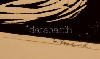 Gáborjáni Szabó Kálmán (1897-1955): Holdfény. Fametszet, papír, jelzett, 11×15 cm