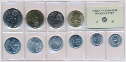 1986. 2f-20Ft 10db klf érmés forgalmi sor fóliatokban T:1 Adamo FO19