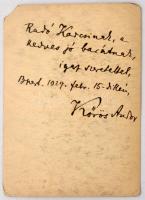 Kőrös Andor költő, író dedikált fényképe