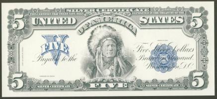 USA 1899. 5$ Proof Print egy oldalas modern essay eredeti nyomólemezzel nyomva T:I