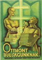 Otthont ifjúságunknak!, a Katolikus Diákotthon mozgalom reklámja / Home for the Youth! propaganda of the Catholic Student Hostel Movement, s: Légrády Sándor