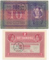 1904. 10K + 1917. 2K mindkettő hamis "Citta di Fiume" felülbélyegzéssel (fake overprint) T...
