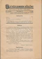 1944 Ügyvédi kamarai közlöny 1944 májusi száma, benne a vészkorszak intézkedésiről hírt adó cikkekkel