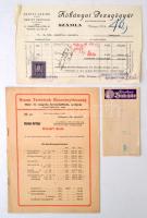 cca 1910-1925 Szesziparral kapcsolatos nyomtatványok, számlák, reklámok