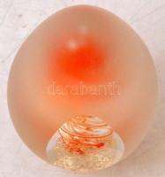 Muranói tojásdad levélnehezék DNS díszítéssel, jelzett, hibátlan, m: 10 cm