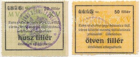 Miskolc DN 20f + 50f "Miskolcz thjf. utalvány-jegy" perforáltak T:I-
Adamo MIS-4.1, 4.2