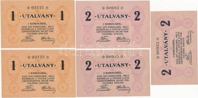 Budapest ~1920. 1K (2x) sorszámkövetők + 2K (3x)  "Pester Lloyd" utalvány T:I- Adamo BUC-212.1.1; 212.2