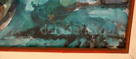 Uhrig Zsigmond (1919-1993): Napraforgós csendélet. Olaj, farost, jelzett, üvegezett keretben, 60×80 ...