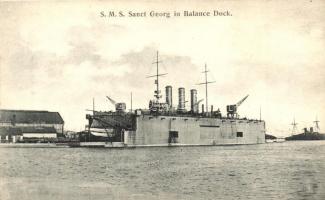 SMS Sanct Georg in Balance Dock, K. u. K. navy cruiser, G. Fano, Pola