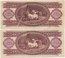 1993. 100Ft (2x) mindkettő nyomdai papírráncból eredő nyomathibával T:III