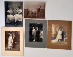 cca 1880-1940 10 db nagyméretű, vegyes, érdekes fotó, benne katonai is