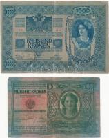 1902. 1000K + 1912. 100K mindkettő hamis "Baranya-Bajai Szerb-Magyar Köztársaság" felülbél...