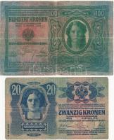 1912. 100K + 1913. 20K mindkettő hamis "BEREG 20 ARTIL COLONIAL ARMÉE D'HONGRIE" felü...