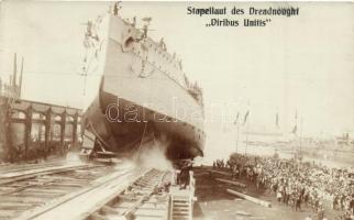 1911 Stapellauf des Dreadnought Viribus Unitis / Launching the SMS Viribus Unitis, K. u. K. Navy, photo