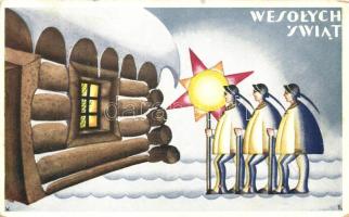 'Wesolych Swiat!' / Polish Christmas greeting card, artist signed (EK)