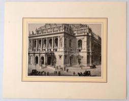 cca 1883 Budapest Operaház Fametszet. Paszpartuban Külsü méret 30x24 cm