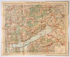 cca 1930 A Balaton tágabb környékének térképe, 1:200.000, M. Kir. Állami Térképészet, Vászonra kasírozva, jó  állapotban 49x61cm