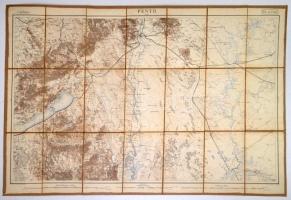 cca 1850 Pest megye és a Balaton térképe. Lermercier. Rézmetszetes térkép vászonra kasírozva. 58x88 cm