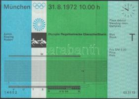 1972 München Olimpiai belépő evezésre, szép állapotban / 1972 Munich Olympic ticket for rowing, in good condition, 10,5x15cm