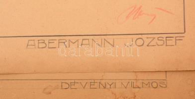 Jelzett ( Dévényi János, Abermann József) kesztyű tervei, vegyes technika, papír (kis szakadásokkal)...