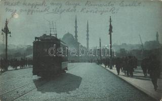 Constantinople, Istanbul; Le nouveau Pont / new bridge, tram (EK)