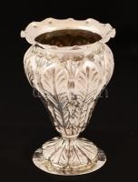 Ezüst vázácska, domborított, poncolt, Ag., nettó:81gr., jelzett, 10cm / Silver vase, hand made, Ag, net. 81 gr, marked, 10cm