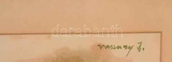 Vaszary jelzéssel: Virágcsendélet. Akvarell, papír, üvegezett keretben, 37×26 cm