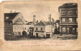 Sopron, Oedenburg; Vendégfogadó-szer a Rozmaring utca bejáratával 1865-ben (EM)