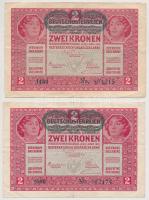 1913. 20K (2x) + 1917. 2K (2x) mindegyik "Deutschösterreich" felülbélyegzéssel és hamis &q...