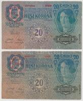 1913. 20K (2x) + 1917. 2K (2x) mindegyik "Deutschösterreich" felülbélyegzéssel és hamis &q...
