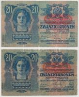 1913. 20K (2x) + 1917. 2K (2x) mindegyik "Deutschösterreich" felülbélyegzéssel és hamis &q...