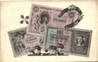 Húsz korona, Tíz korona, gombák / Hungarian banknotes, mushrooms