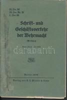 1939 H. Dv. 30. / L. Dv. Nr. 15. / M. Dv. 30. Schrift- und Geschäftsverkehr der Wehrmacht. Berlin, Verlag von E. S. Mittler & Sohn. Német katonai kézikönyv (november 1.), foltos tűzött papírkötésben, egyébként jó állapotban. /  German army manual from 1st November 1939, stained paperback, otherwise in good condition.