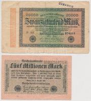 Németország / Weimari Köztársaság 1923. 20.000M + 5.000.000M + Német 3. Birodalom 1937. 1M + NDK 194...