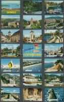 220 db svájci és NSZK gyufacímke 12 db kartonlapon(városképek, Boden-tó, stb.)