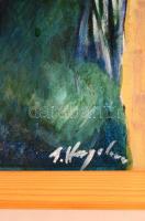 A. Varga Imre (1953- ): Indusztriális álmok, olaj, farost, fa keretben, 29×41 cm